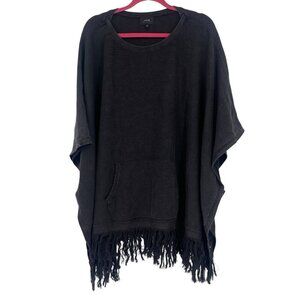 Joes Jeans Collection Size Small Black Poncho Sweater Cotton Fringe Pockets Boho